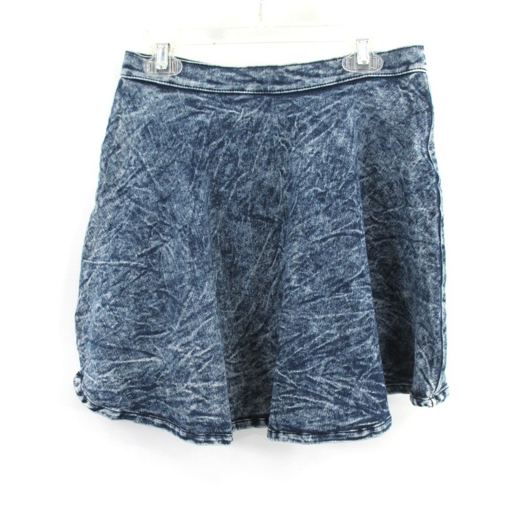 Milky Way USA Blue Acid Wash Denim A-Line Flare Midi Skirt Womens Large Y2K